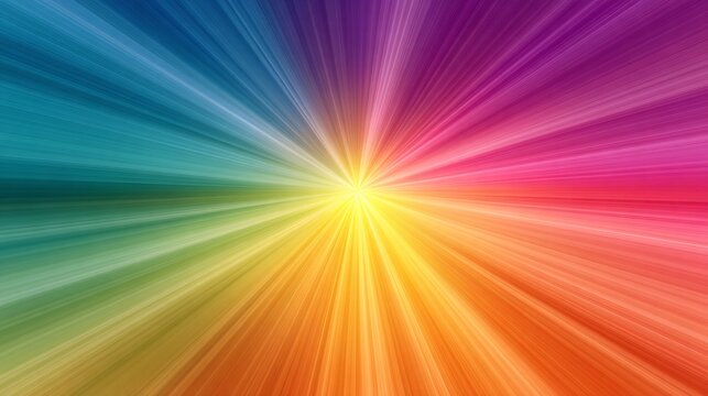 Abstract vibrant radial light burst with colorful gradient background