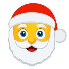 Cute santa claus emoji face illustration isolated on transparent background 