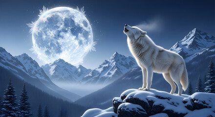 Fototapeta premium Minimal Silver Deer Sculpture In Winter Light