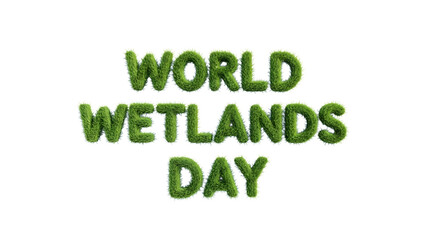 World wetlands day text made of plants isolated on transparent background