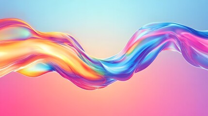 An abstract flowing ribbon of vibrant colors gracefully undulates across a soft, gradient background image.