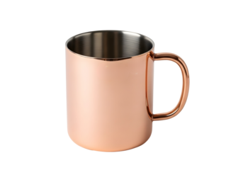 Shiny copper mug with handle isolated on transparent background