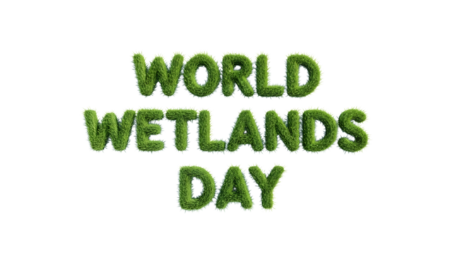 World wetlands day text made of plants isolated on transparent background