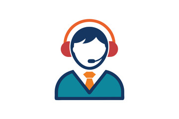 Icon depicts operator wearing headset, microphone, teal blazer, and orange tie effectively