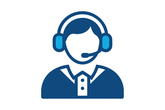 Person icon shows a call center employee wearing headset and formal attire