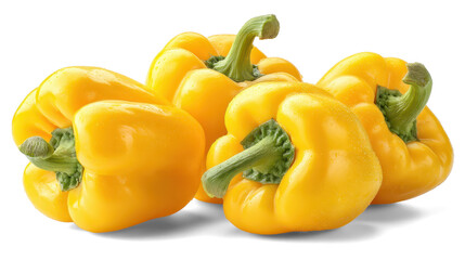Sweet yellow bell peppers on white background
