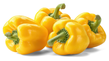 Sweet yellow bell peppers on white background