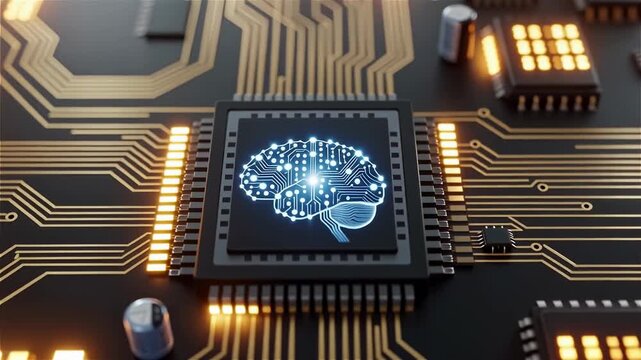 Animation of Neural Network Abstract Artificial Intelligence, power Button of AI. Deep-learning modern computer Technologies, Animation and big data concept.