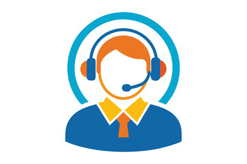 Illustration shows a customer service agent wearing headset with blue circle frame around them