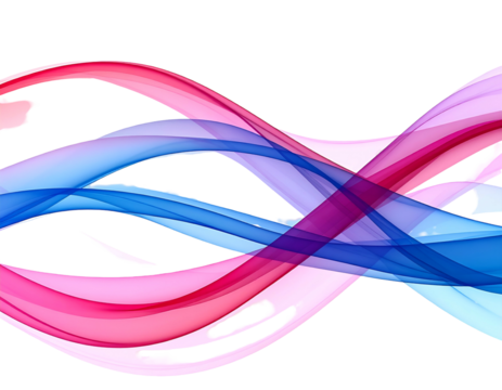 Abstract flowing ribbons of pink and blue light