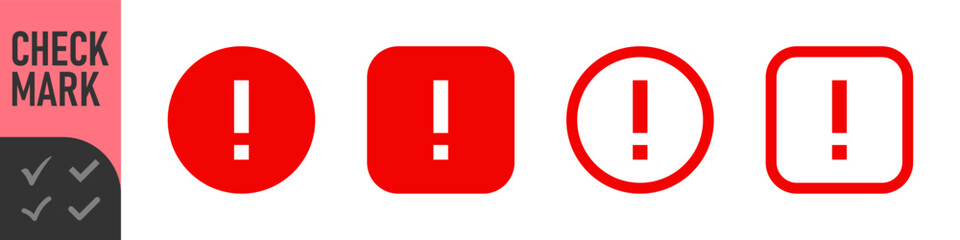 Green, black check mark and red, black cross icon set, circle and square. Tick symbol in green, black color. Hand drawn checkmark illustration 