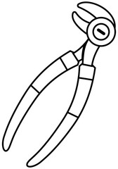 Forcep Dental Tool Line Illustration Editable Color Vector
