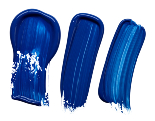 Bold, textured brushstrokes of deep blue paint on black