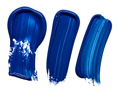 Bold, textured brushstrokes of deep blue paint on black