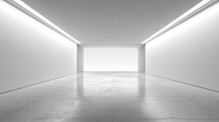 Fototapeta premium Empty Modern White Interior Room with Concrete Floor and Natural Light