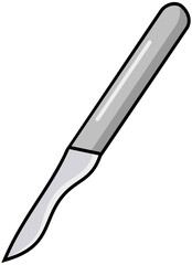 Dental Surgical Scalpel Lineart Illustration Editable Color Vector