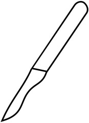 Dental Surgical Scalpel Line Illustration Editable Color Vector