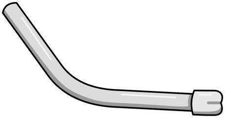 Dental Saliva Ejector Lineart Illustration Editable Color Vector