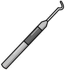 Dental Probe Lineart Illustration Editable Color Vector
