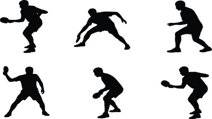 Table tennis silhouette, paddle action, 