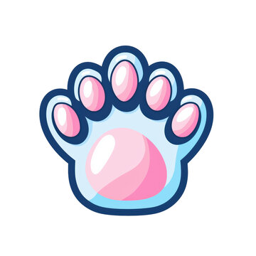Cartoon Cat Paw Print Icon. Cute Animal Footprint Illustration For Pet-Themed Designs Isolated On Transparent Background