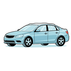 Fototapeta premium Soft Blue Winter Family Sedan – Realistic Flat Vector Illustration