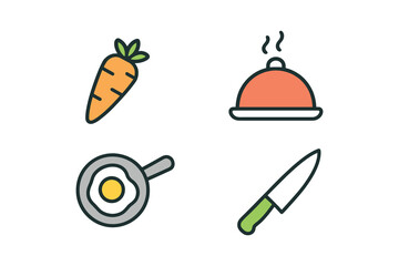 Collection of simple flat design food and cooking icons