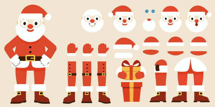Create your own santa claus mix and match parts for holiday fun