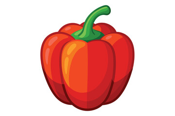 Isolated ripe red bell pepper shines brightly against a clean white background