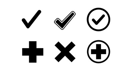 Fototapeta premium Minimalist check and cross symbols design for modern user interface