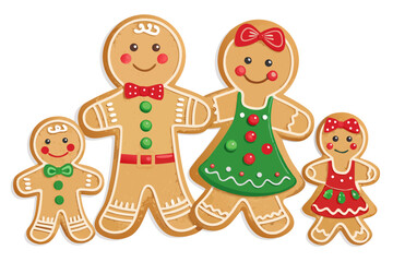 Depicting Christmas Gingerbread Family Cookies Bold Vibrant Premium Digital Asset