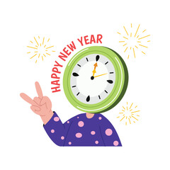 New year time vector sticker illustration.