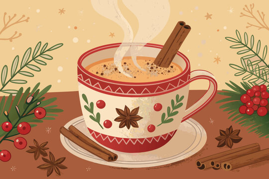Christmas Hot Cider With Cinnamon Sticks Professional Photo Perfect for Editorial Content