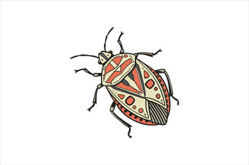 Detailed illustration of a shield bug with ornate patterns and vibrant colors