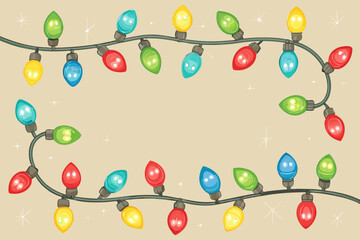 Christmas Lights Border With Glowing Bulbs Professional Photo Great for Commercial Projects