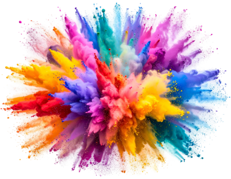 Vibrant powder explosion, a burst of bright colors