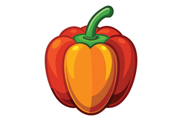 Isolated red bell pepper displays an appealing gradient color variation on white backdrop