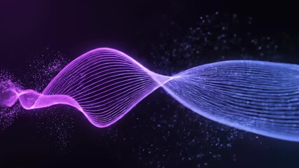 Purple light wave shines through dark background, capturing the concept of innovative ideas or technological breakthroughs, suggesting something new and exciting is just beyond the horizon.