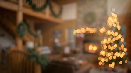 Cozy Christmas Lodge Interior (Blurred)