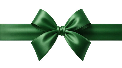 Generative AI: Luxurious Emerald Green Satin Ribbon Bow Isolated on Transparent PNG Background