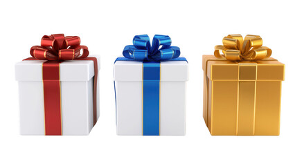 Naklejka premium Festive gift boxes with ribbons for the holidays, created AI, PNG