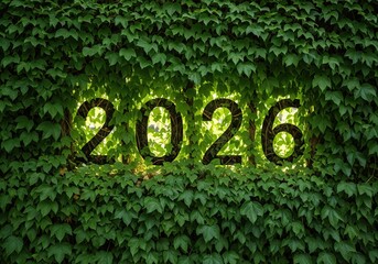 Year two thousand twenty six green ivy background nature leaves foliage wall outdoor garden design