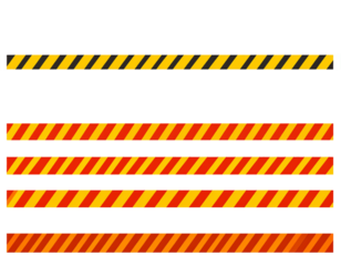 Warning tapes collection isolated on white background, featuring vivid caution patterns and danger designs used for safety marking, hazard separation, restricted zones, construction sites, and general