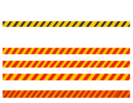 Warning tapes collection isolated on white background, featuring vivid caution patterns and danger designs used for safety marking, hazard separation, restricted zones, construction sites, and general