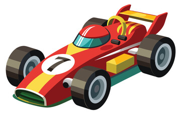 Naklejka premium Isometric red race car with number seven displaying detailed styling elements and design