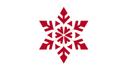 Bright red snowflake ideal for holiday decor, created AI, PNG