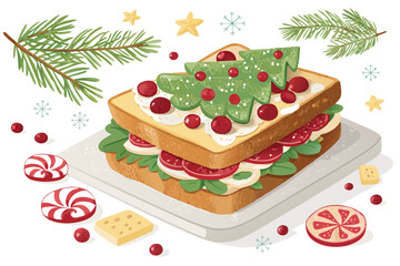 Christmas Sandwich With Holiday Ingredient High-Quality Stock Image Perfect for Editorial Content