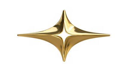 Golden star shines on a white background, created AI, PNG