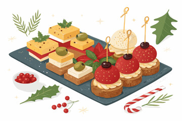 Christmas Tapas Appetizers Bold High-Quality Stock Image Great for Commercial Projects