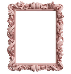 Classic frame with ornament decor in pastel pink color isolated on white background
